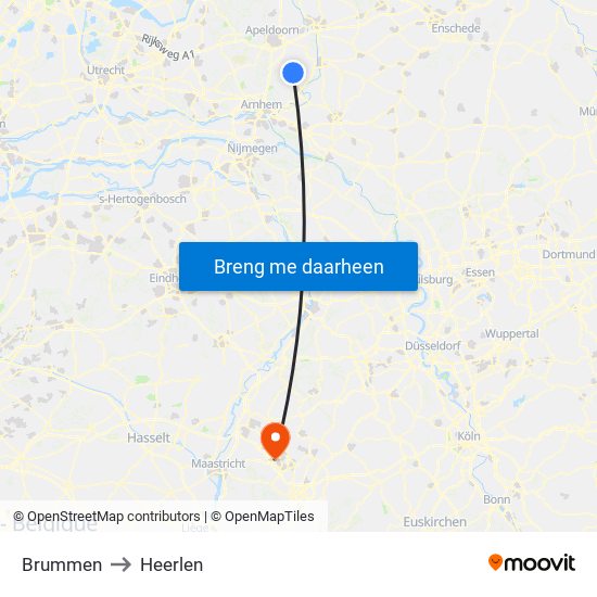 Brummen to Heerlen map