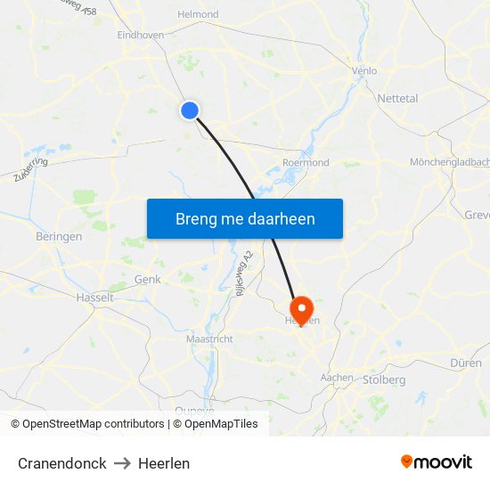 Cranendonck to Heerlen map