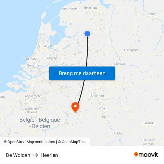 De Wolden to Heerlen map