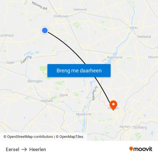 Eersel to Heerlen map