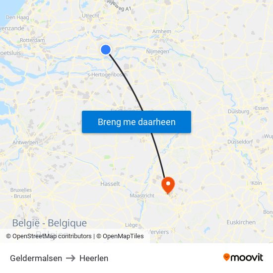 Geldermalsen to Heerlen map