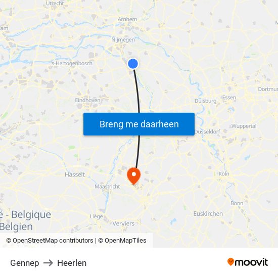 Gennep to Heerlen map