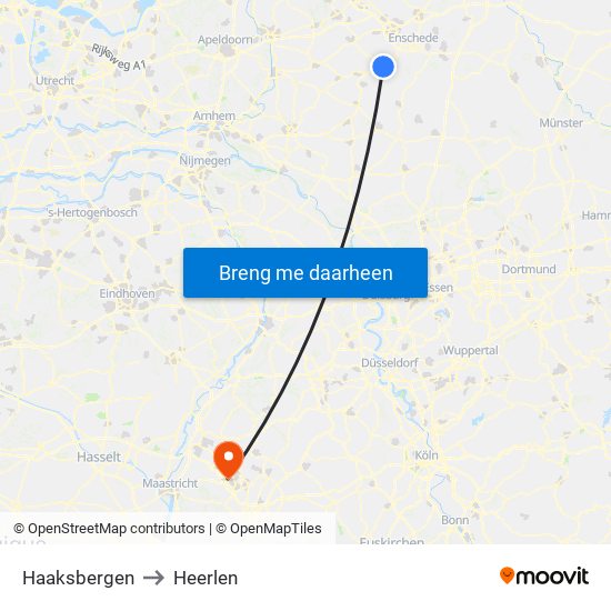 Haaksbergen to Heerlen map