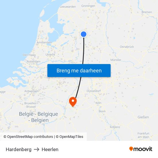 Hardenberg to Heerlen map