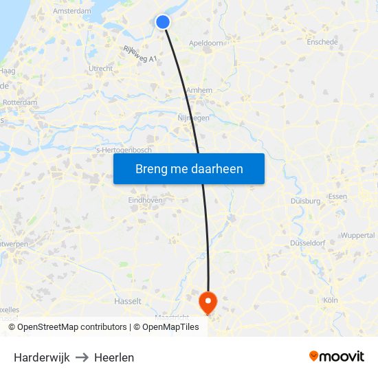 Harderwijk to Heerlen map