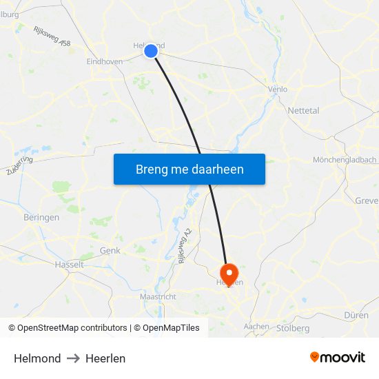 Helmond to Heerlen map