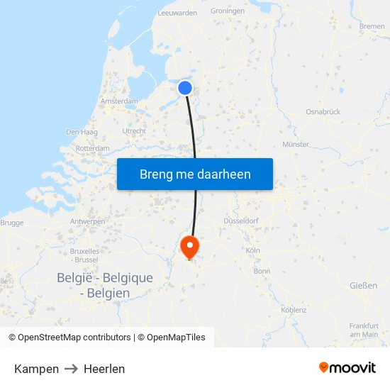 Kampen to Heerlen map