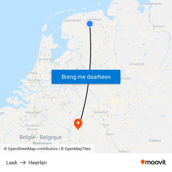 Leek to Heerlen map