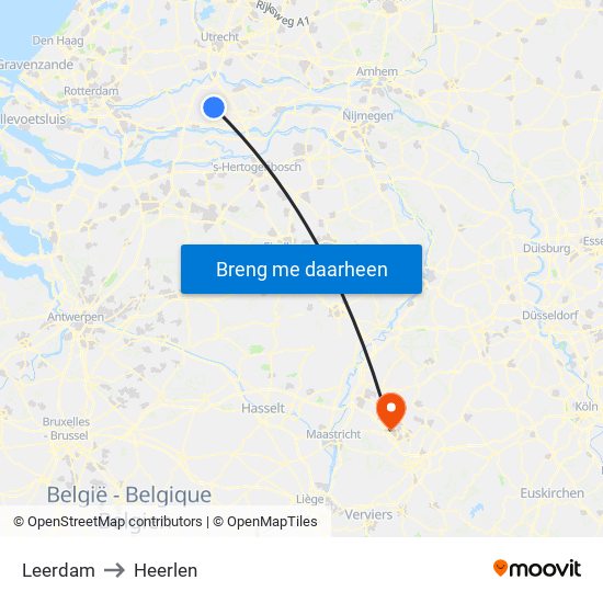 Leerdam to Heerlen map