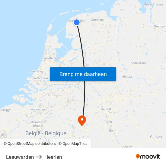 Leeuwarden to Heerlen map