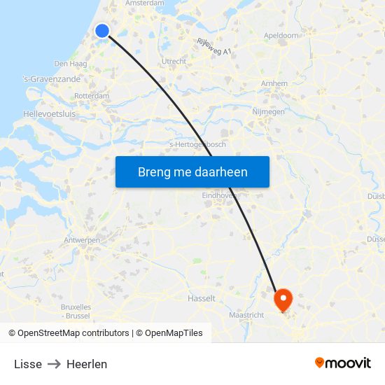 Lisse to Heerlen map