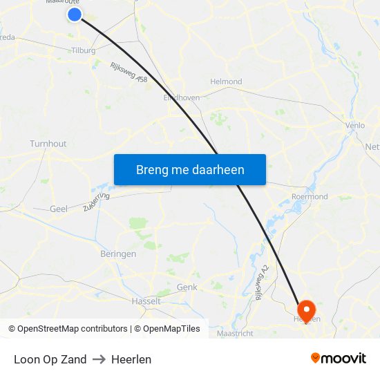 Loon Op Zand to Heerlen map