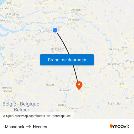 Maasdonk to Heerlen map