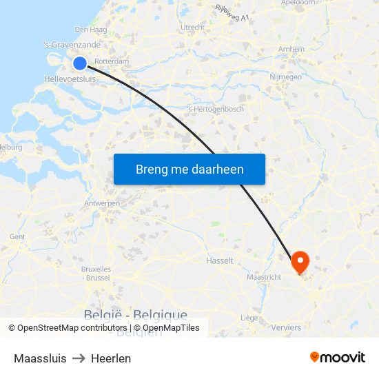 Maassluis to Heerlen map
