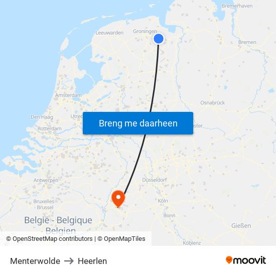 Menterwolde to Heerlen map