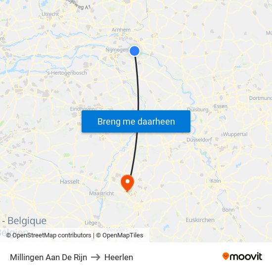 Millingen Aan De Rijn to Heerlen map