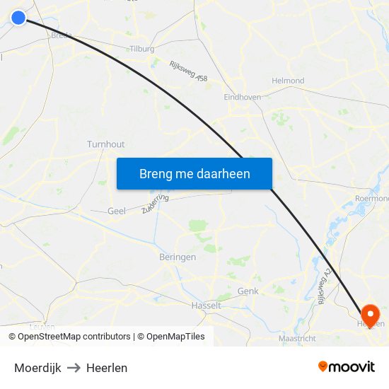 Moerdijk to Heerlen map
