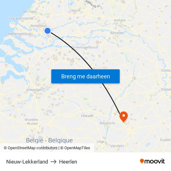 Nieuw-Lekkerland to Heerlen map