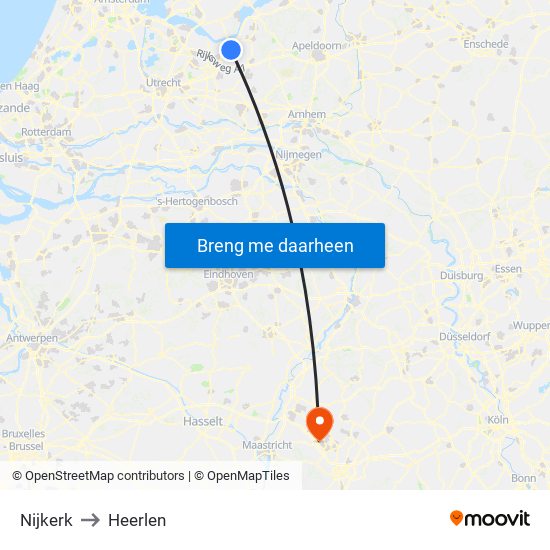 Nijkerk to Heerlen map