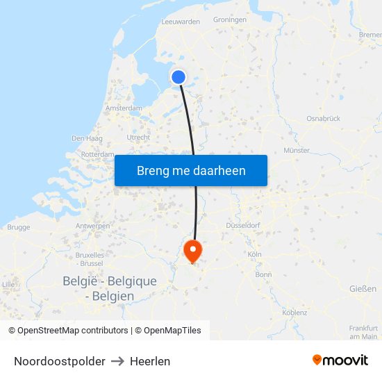 Noordoostpolder to Heerlen map
