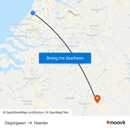 Oegstgeest to Heerlen map