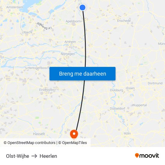 Olst-Wijhe to Heerlen map