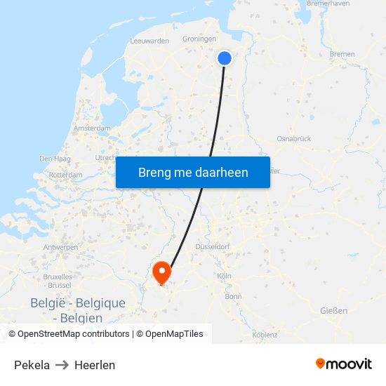 Pekela to Heerlen map