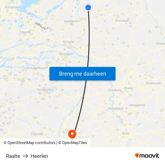 Raalte to Heerlen map