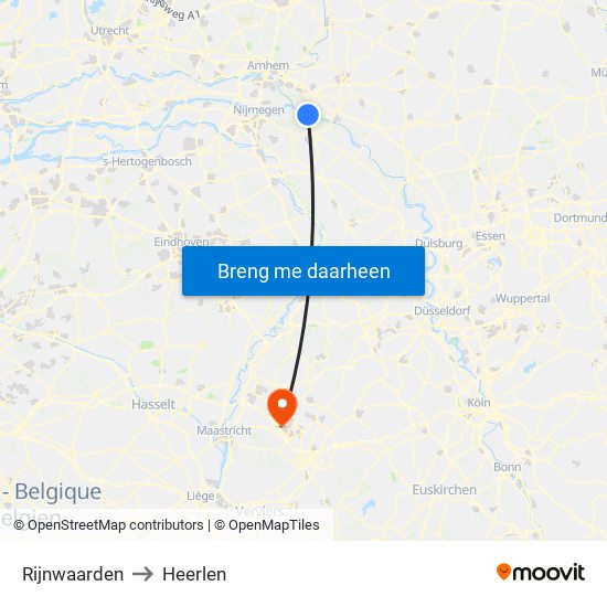 Rijnwaarden to Heerlen map
