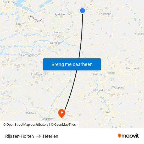 Rijssen-Holten to Heerlen map