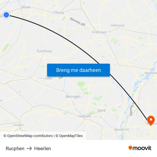 Rucphen to Heerlen map