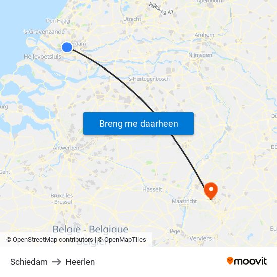 Schiedam to Heerlen map