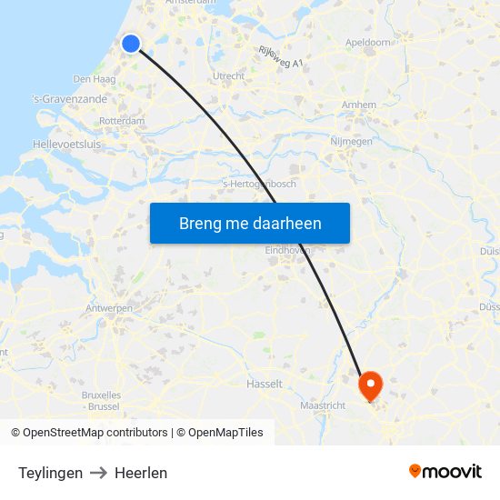 Teylingen to Heerlen map