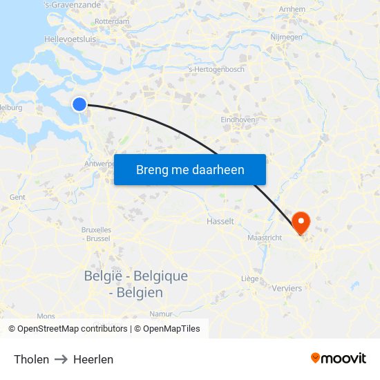 Tholen to Heerlen map