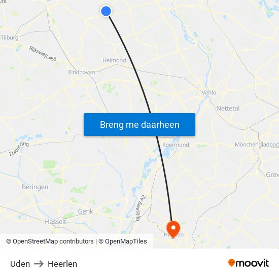 Uden to Heerlen map