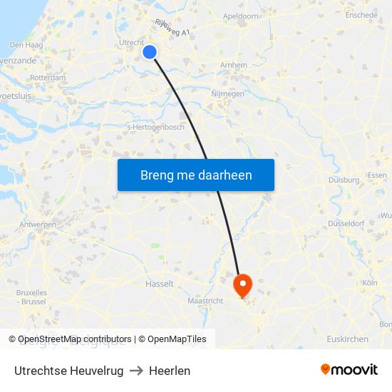 Utrechtse Heuvelrug to Heerlen map