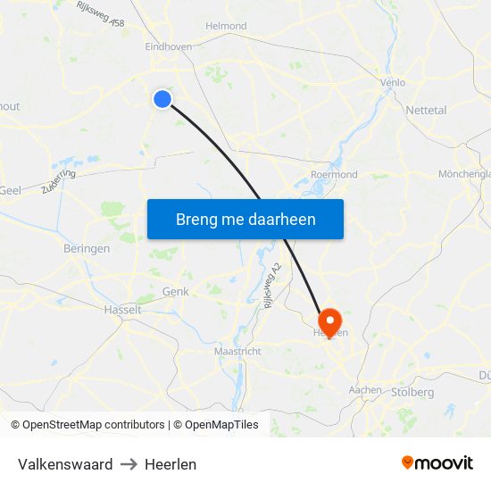 Valkenswaard to Heerlen map