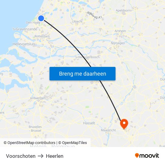Voorschoten to Heerlen map