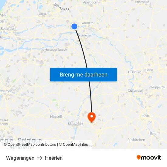 Wageningen to Heerlen map