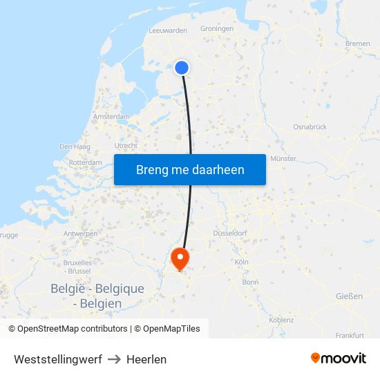 Weststellingwerf to Heerlen map