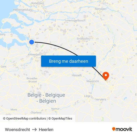 Woensdrecht to Heerlen map