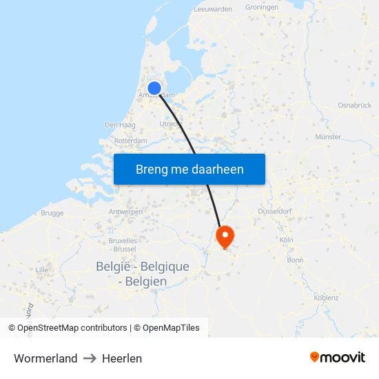 Wormerland to Heerlen map