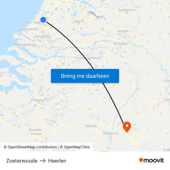Zoeterwoude to Heerlen map