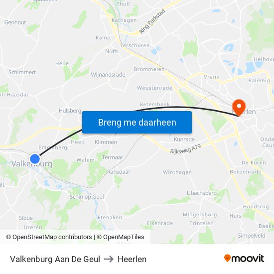 Valkenburg Aan De Geul to Heerlen map
