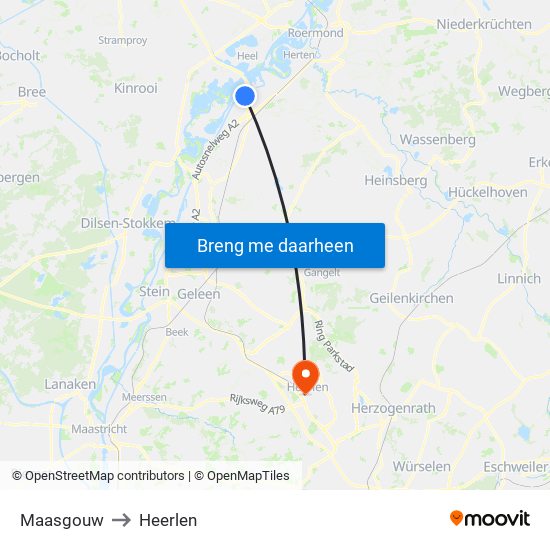 Maasgouw to Heerlen map