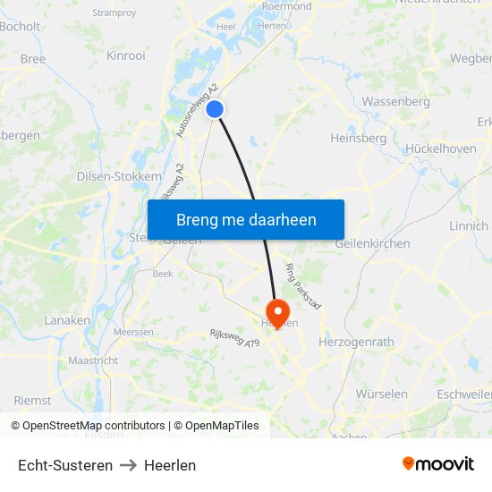 Echt-Susteren to Heerlen map