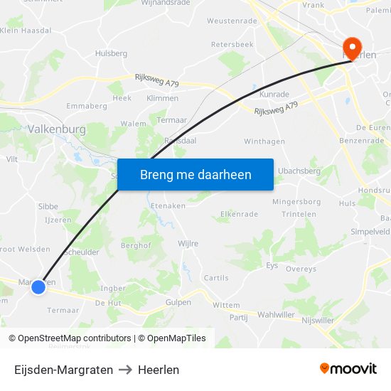 Eijsden-Margraten to Heerlen map
