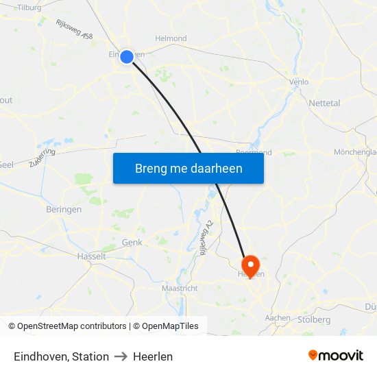 Eindhoven, Station to Heerlen map