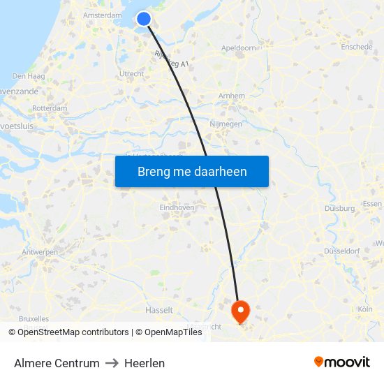 Almere Centrum to Heerlen map