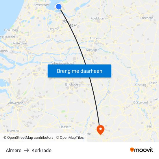 Almere to Kerkrade map